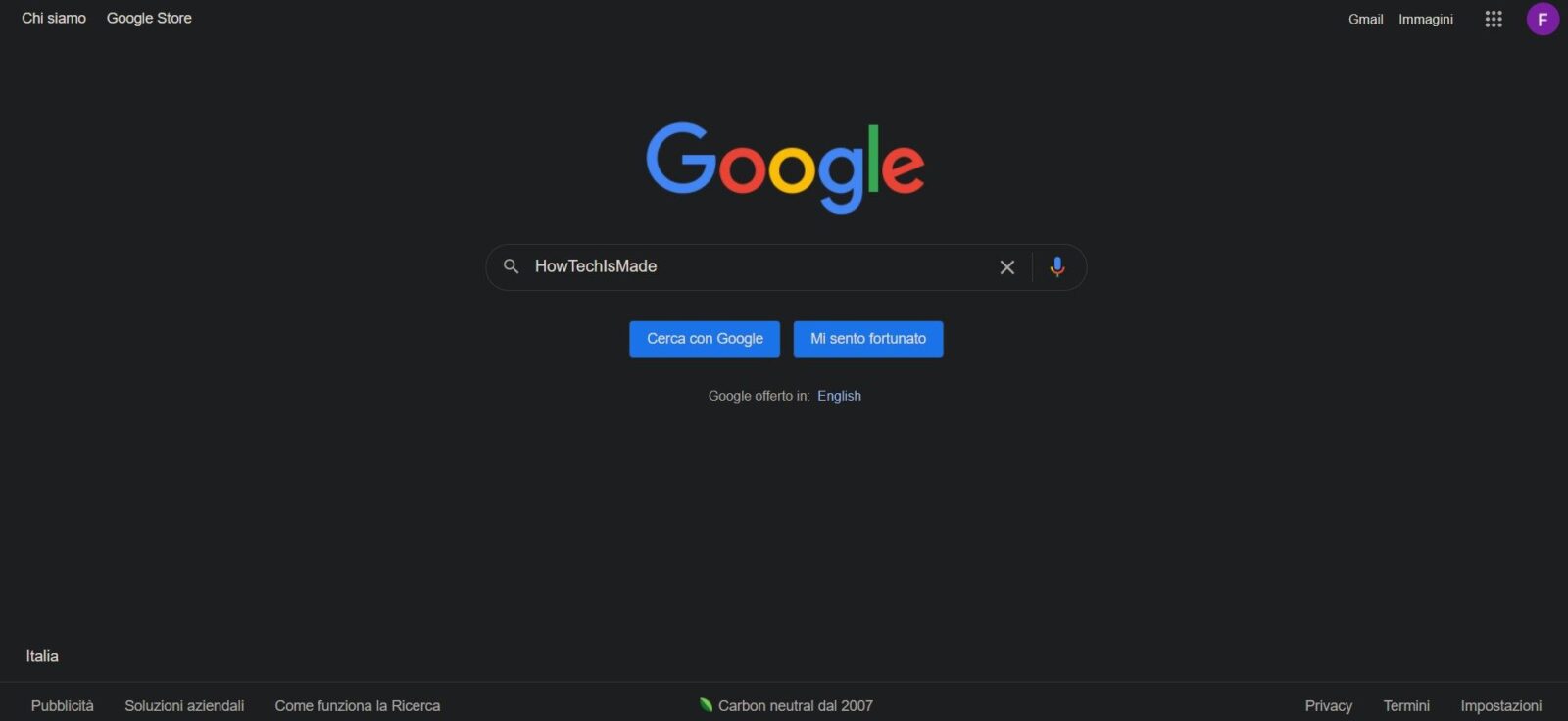 Google Search Dark Theme - Home Page