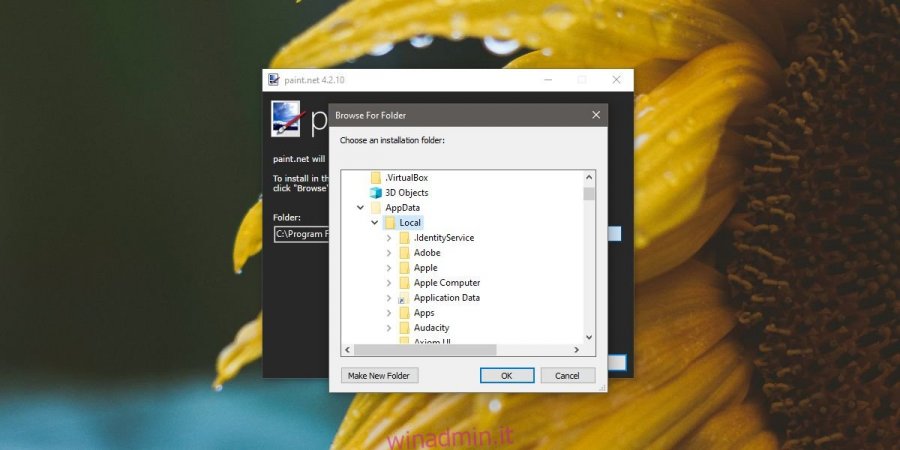 Cambiare Cartella Installazione App Windows