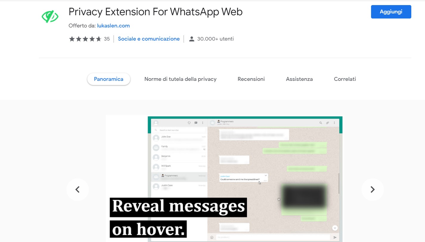 Privacy Extension For WhatsApp Web