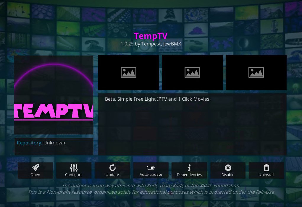 Temp TV Kodi Addon