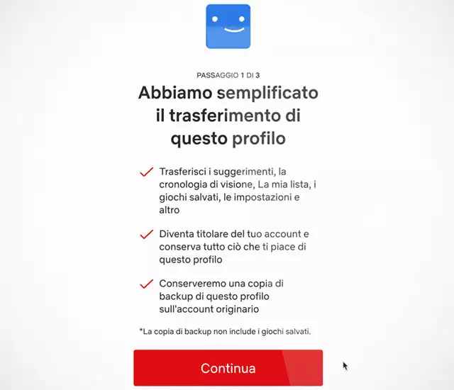 Netflix Trasferimento Profilo