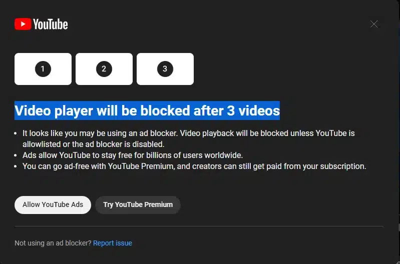 YouTube ti blocca se usi AdBlock