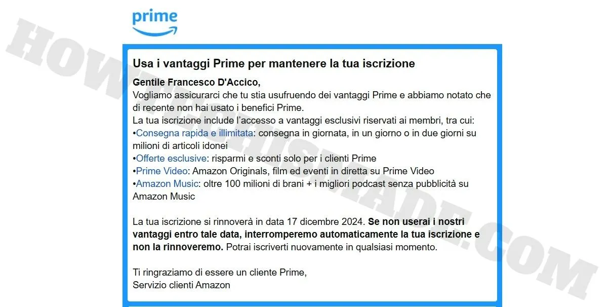 Amazon Prime Mantenere Iscrizione